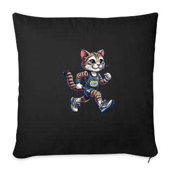 Cute Marathon Runner Cat - Sofa pillowcase 17,3'' x 17,3'' (45 x 45 cm) - black - Front