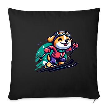 Cute Skier Dog 2 - Sofa pillowcase 17,3'' x 17,3'' (45 x 45 cm) - black - Front