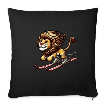 Cute Skier Lion - Sofakissenbezug 45 x 45 cm - Schwarz - Vorne