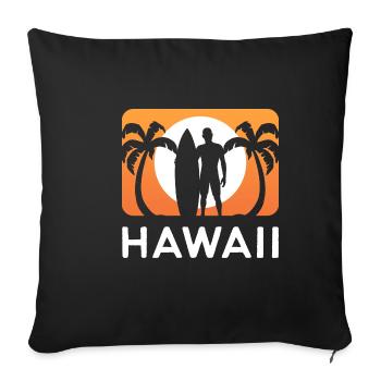 Hawaii Surf Surfer Gift - Sofa pillowcase 17,3'' x 17,3'' (45 x 45 cm) - black - Front