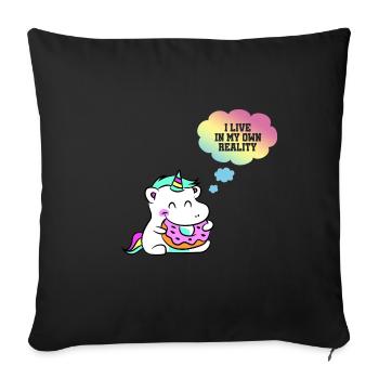 Einhorn Baby Donut Baby Geschenk - Sofakissenbezug 45 x 45 cm - Schwarz - Vorne