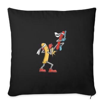Saucisses grillées Saucisse de Karaté Arts martiaux Saucisses - Housse de coussin décorative 45 x 45 cm - noir - Devant