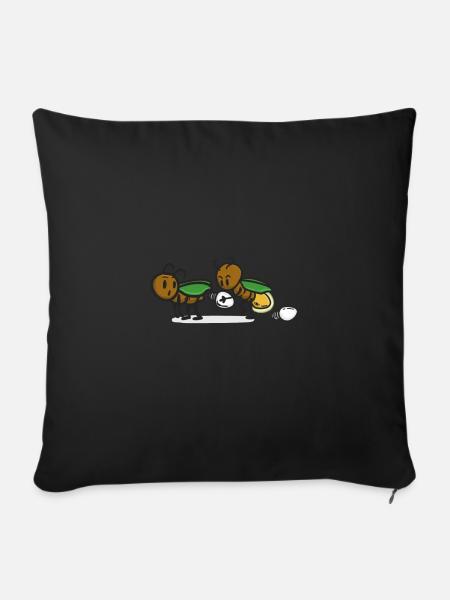 Glühwürmchen süße Insekten mit Glühbirne - Sofakissenbezug 45 x 45 cm - Schwarz