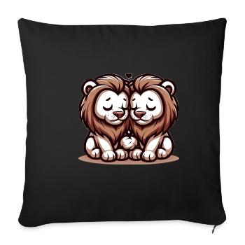Two Lions In Love - Sofa pillowcase 17,3'' x 17,3'' (45 x 45 cm) - black - Front