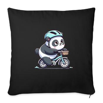 Mignon cycliste panda - Housse de coussin décorative 45 x 45 cm - noir - Devant
