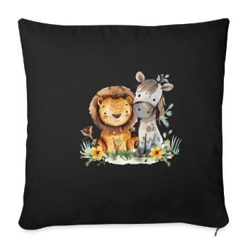 Cute Lion And Horse Friends - Sofakissenbezug 45 x 45 cm - Schwarz - Vorne