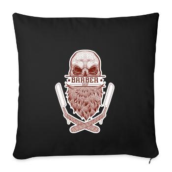 A skull with a beard, framed by razor blades. - Sofa pillowcase 17,3'' x 17,3'' (45 x 45 cm) - black - Front