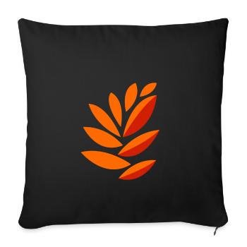 dessin de feuilles oranges - Housse de coussin décorative 45 x 45 cm - noir - Devant