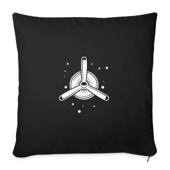 Avion - Hélice - Turbine - Housse de coussin décorative 45 x 45 cm - noir - Devant