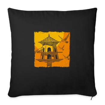 Bird Feeding - Sofa pillowcase 17,3'' x 17,3'' (45 x 45 cm) - black - Front