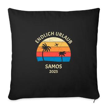 Samos Urlaub 2025 Griechenland Reise - Sofakissenbezug 45 x 45 cm - Schwarz - Vorne