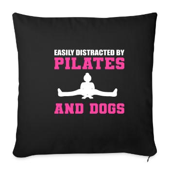 Pilates and Dogs Dog Parents Gift - Sofa pillowcase 17,3'' x 17,3'' (45 x 45 cm) - black - Front
