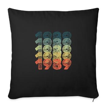 Année 1989 - Housse de coussin décorative 45 x 45 cm - noir - Devant
