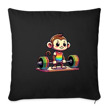 Cool Monkey Deadlifting In The Gym - Sofakissenbezug 45 x 45 cm - Schwarz - Vorne