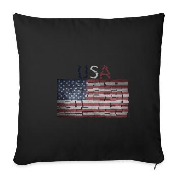 USA Flag - Gift Idea - Sofa pillowcase 17,3'' x 17,3'' (45 x 45 cm) - black - Front