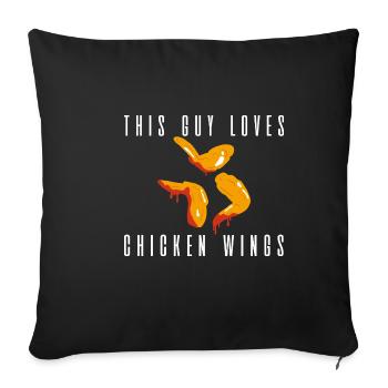 This Guy Loves Chicken Wings - Sofa pillowcase 17,3'' x 17,3'' (45 x 45 cm) - black - Front