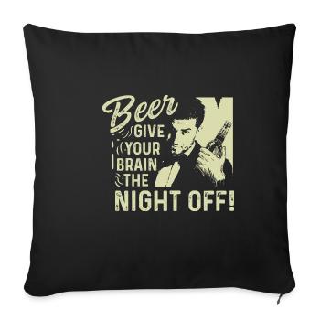 Brain Night Free Barman or Barwoman Gift - Sofa pillowcase 17,3'' x 17,3'' (45 x 45 cm) - black - Front