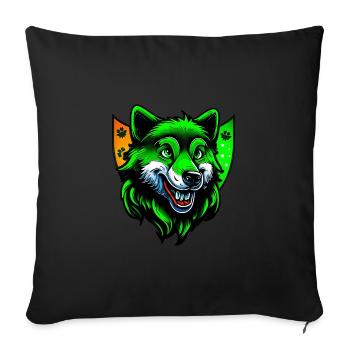 St. Patrick's Day Wolf in Irish colors - Sofa pillowcase 17,3'' x 17,3'' (45 x 45 cm) - black - Front
