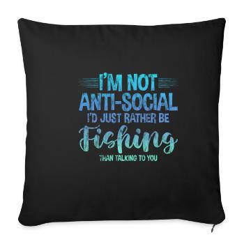 Je préfère préférer pêcher que de te parler 3 - Housse de coussin décorative 45 x 45 cm - noir - Devant