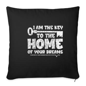 Je suis la clé de la maison de vos rêves 3 - Housse de coussin décorative 45 x 45 cm - noir - Devant