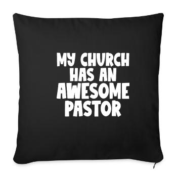 Mon église a un pasteur génial - Housse de coussin décorative 45 x 45 cm - noir - Devant