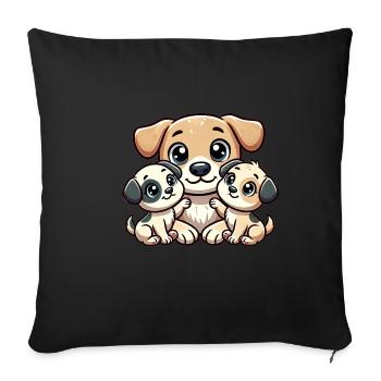 Loving Dog Parent With Two Cute Kids - Sofa pillowcase 17,3'' x 17,3'' (45 x 45 cm) - black - Front