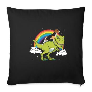 Beagle Chien Dinosaure Tyrannosaurus T-Rex - Housse de coussin décorative 45 x 45 cm - noir - Devant
