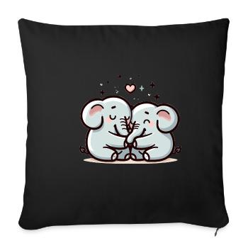 Two Elephants In Love - Sofa pillowcase 17,3'' x 17,3'' (45 x 45 cm) - black - Front