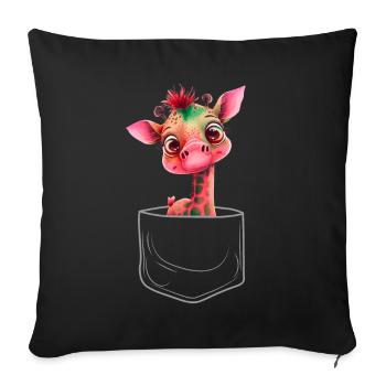 pink baby giraffe breast pocket - Sofa pillowcase 17,3'' x 17,3'' (45 x 45 cm) - black - Front
