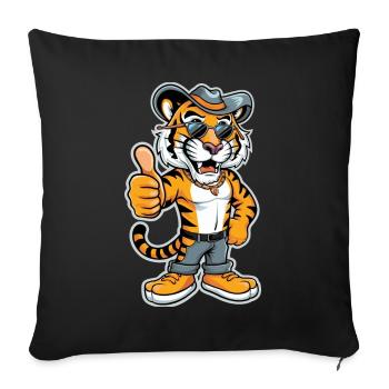 Cooler Tiger mit Hut und Sonnenbrille für Kinder - Sofakissenbezug 45 x 45 cm - Schwarz - Vorne