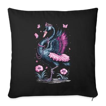 Eleganter Schwan für Schwan Fan - Sofakissenbezug 45 x 45 cm - Schwarz - Vorne