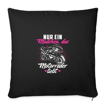 Cadeau de motocycliste pour femme · Fille - Housse de coussin décorative 45 x 45 cm - noir - Devant