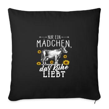 Vaches vaches vaches ferme cadeau · Fille - Housse de coussin décorative 45 x 45 cm - noir - Devant