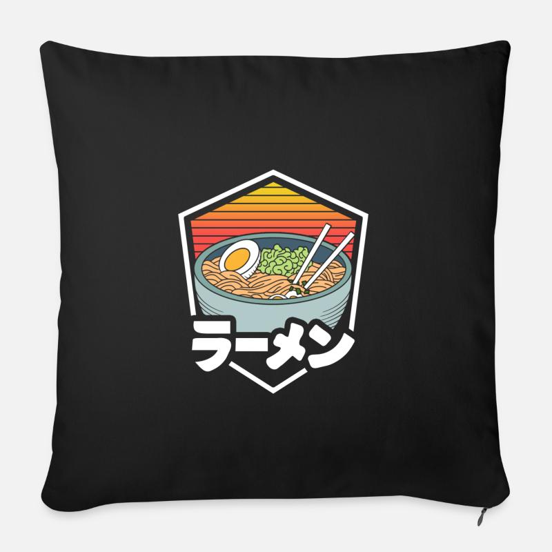 Retro Ramen - Sofakissenbezug 45 x 45 cm - Schwarz