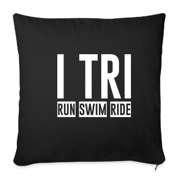 I Tri, Run Swim Ride - Housse de coussin décorative 45 x 45 cm - noir - Devant
