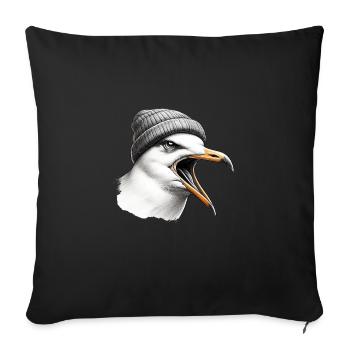 Bad Mood - Mouette de Moin avec bonnet - Housse de coussin décorative 45 x 45 cm - noir - Devant