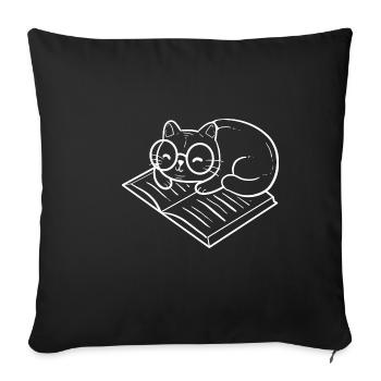 Chat avec livre. Personne introvertie. Poison - Housse de coussin décorative 45 x 45 cm - noir - Devant