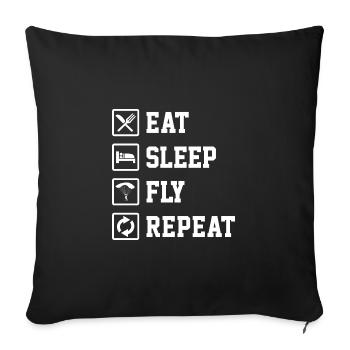 Eat Sleep Fly Repeat Paragliding Parachute Paragli - Sofakissenbezug 45 x 45 cm - Schwarz - Vorne