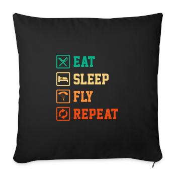 Eat Sleep Fly Repeat Paragliding Parachute Paragli - Sofakissenbezug 45 x 45 cm - Schwarz - Vorne