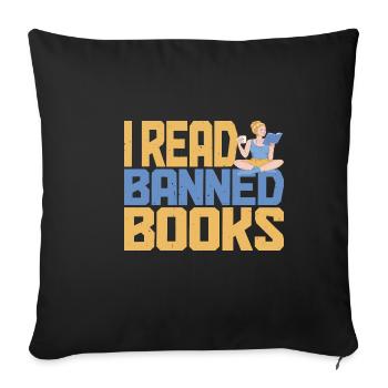 Je lis des livres interdits 58 - Housse de coussin décorative 45 x 45 cm - noir - Devant