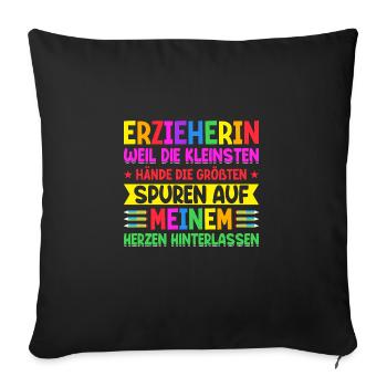 Erzieher Abschiedsgeschenk Kindergarten Herzen - Sofakissenbezug 45 x 45 cm - Schwarz - Vorne