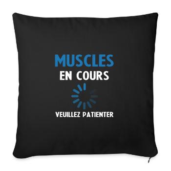 Muscle Building: Ongoing Please Wait - Sofa pillowcase 17,3'' x 17,3'' (45 x 45 cm) - black - Front