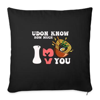 Udon sait combien je t’aime Noodles Pun Japon - Housse de coussin décorative 45 x 45 cm - noir - Devant