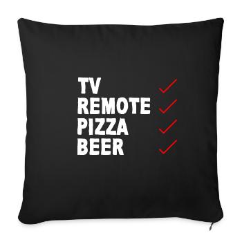 Tv Remote Pizza Beer 2 - Sofakissenbezug 45 x 45 cm - Schwarz - Vorne