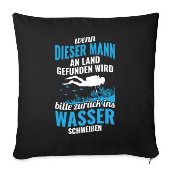 Taucher Meer Tauchen - Sofakissenbezug 45 x 45 cm - Schwarz - Vorne