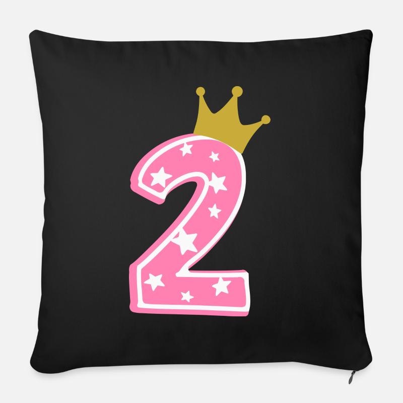 2 Krone 2. Geburtstag 2 Jahre - Sofakissenbezug 45 x 45 cm - Schwarz