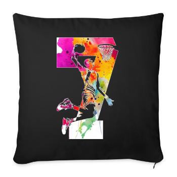 7. GEBURTSTAG BASKETBALL NUMMER 7 - Sofakissenbezug 45 x 45 cm - Schwarz - Vorne