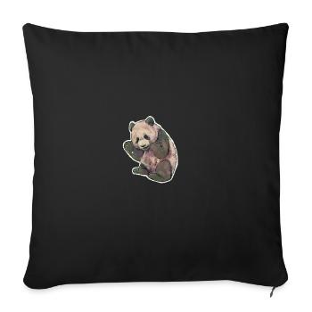 Grand panda panda mangeant de l’art watercolour - Housse de coussin décorative 45 x 45 cm - noir - Devant