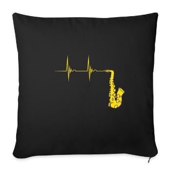 Saxophonist Saxophon Herzschlag Blechbläser EKG Pu - Sofakissenbezug 45 x 45 cm - Schwarz - Vorne