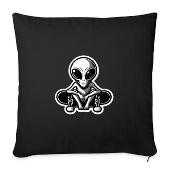 Alien Skater on Skateboard - Sofa pillowcase 17,3'' x 17,3'' (45 x 45 cm) - black - Front